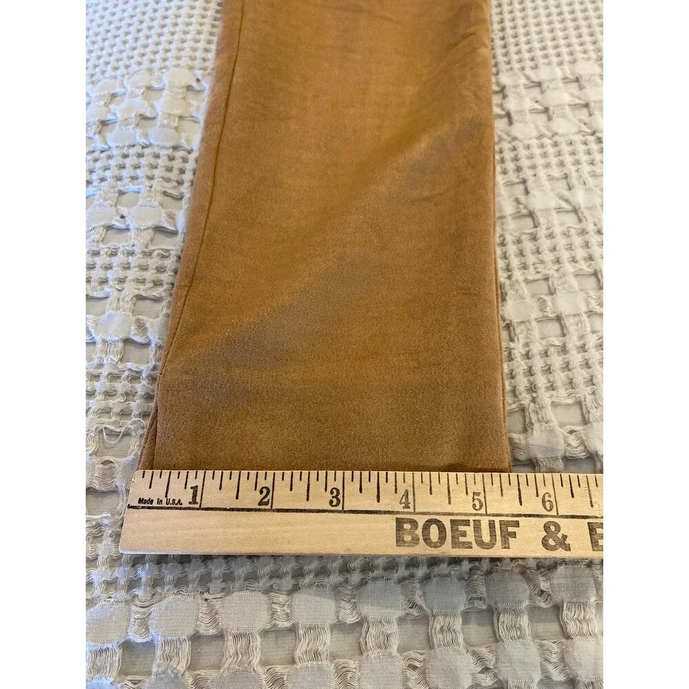FRNCH Faux Suede Cropped Pants Size Medium Tan + Stretch Zipper‎ Side Fitted